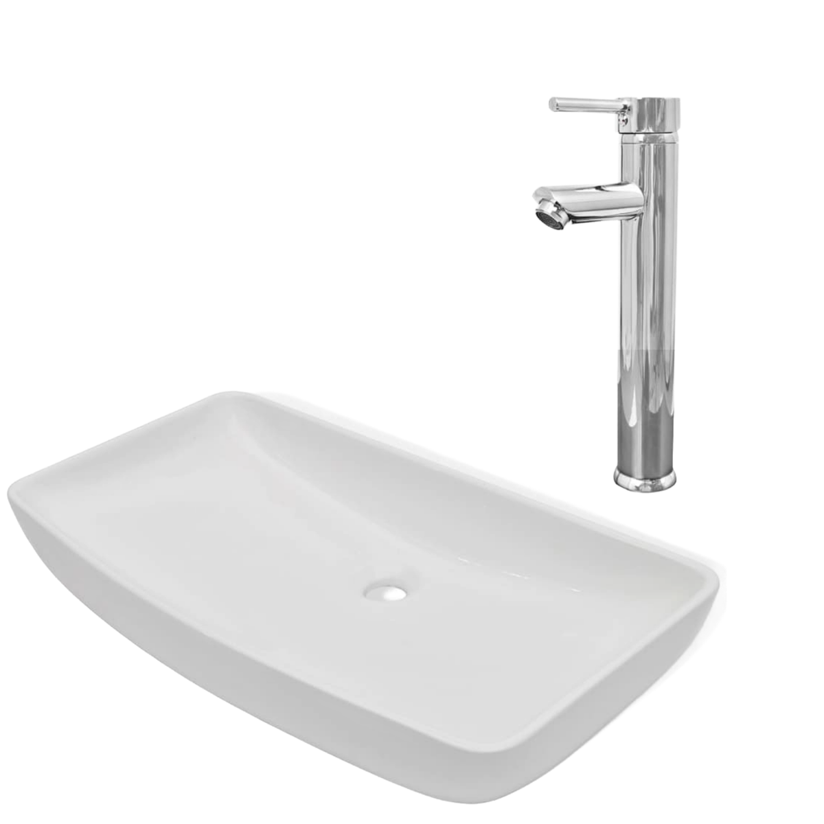 Lavabo et mitigeur Céramique Rectangulaire Blanc