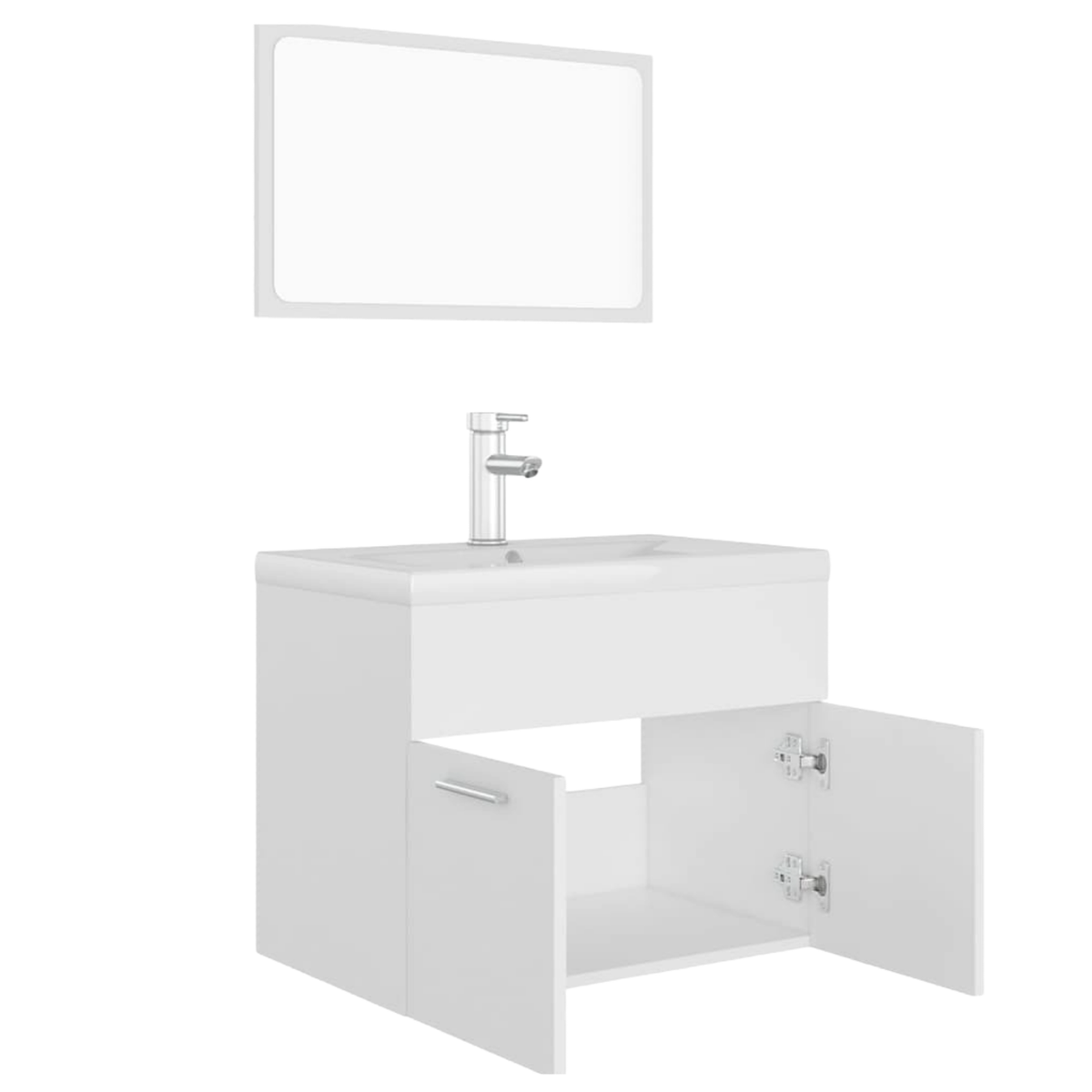 Meuble de salle de bain 3 pcs Blanc Aggloméré