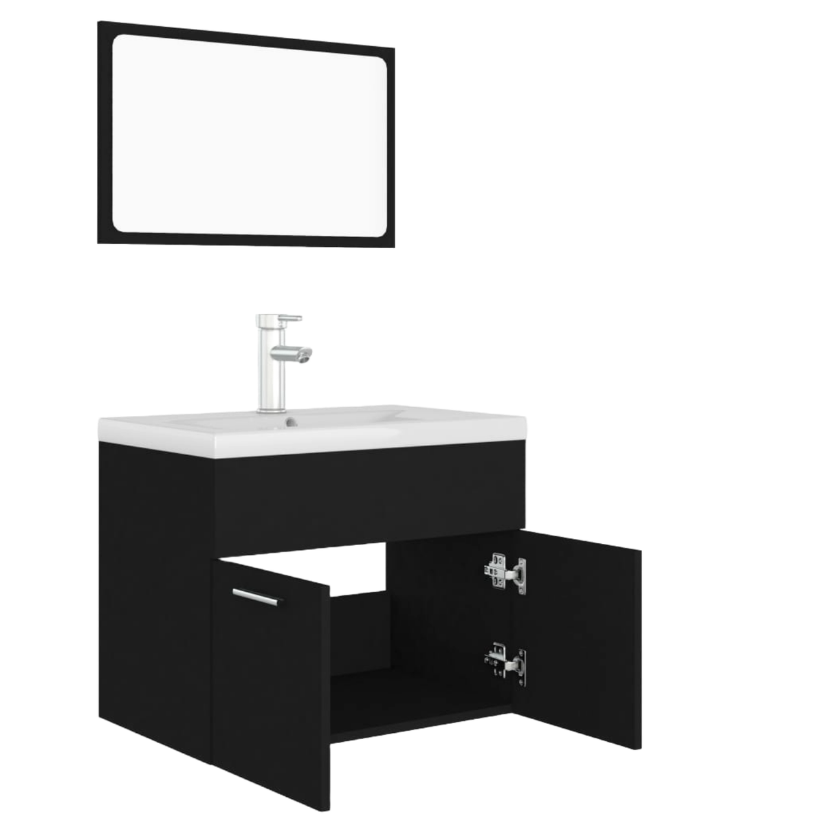 Meuble de salle de bain 3 pcs Noir Aggloméré
