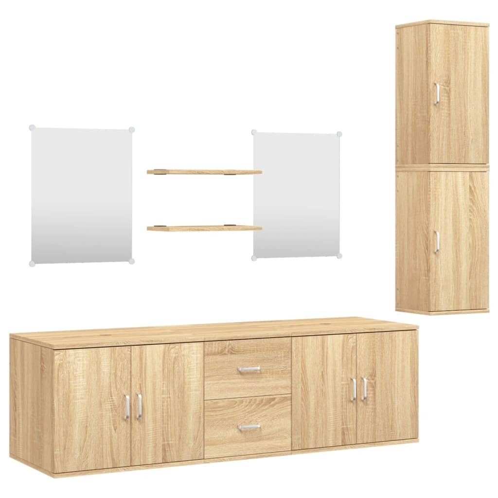 Meuble de salle de bain 7 pcs chêne bois d'ingénierie