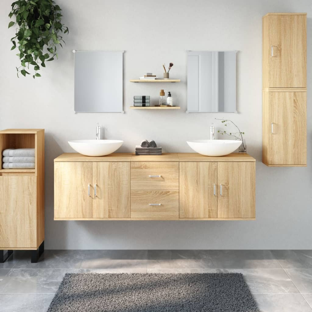Meuble de salle de bain 7 pcs chêne bois d'ingénierie