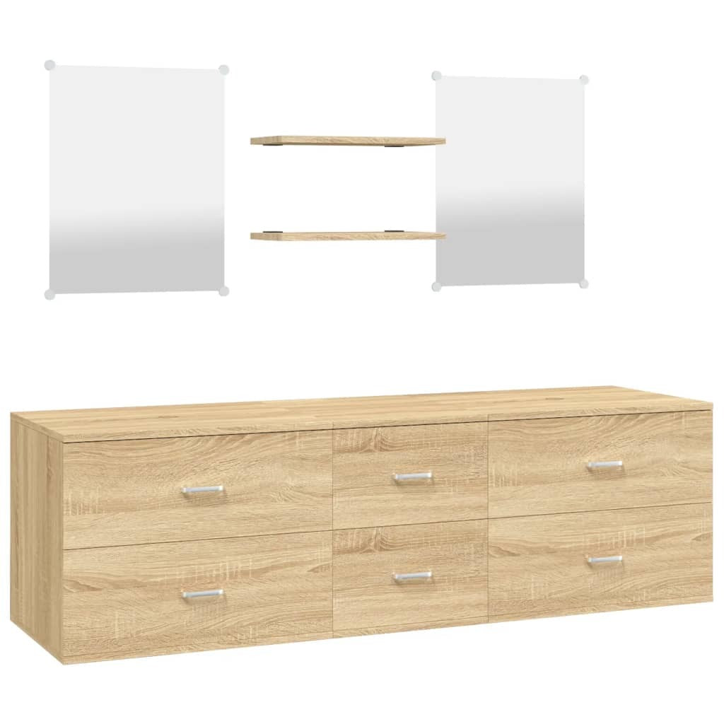 Meuble de salle de bain 5 pcs chêne bois d'ingénierie