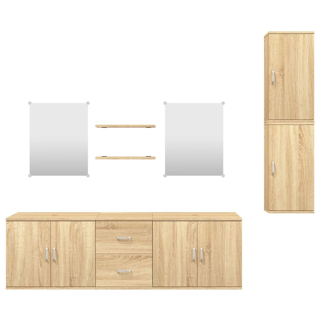 Meuble de salle de bain 7 pcs chêne bois d'ingénierie