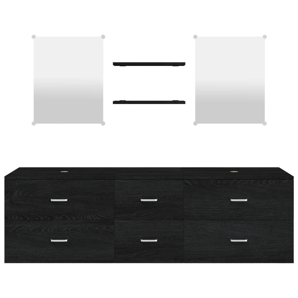 Meuble de salle de bain 5 pcs noir bois d'ingénierie