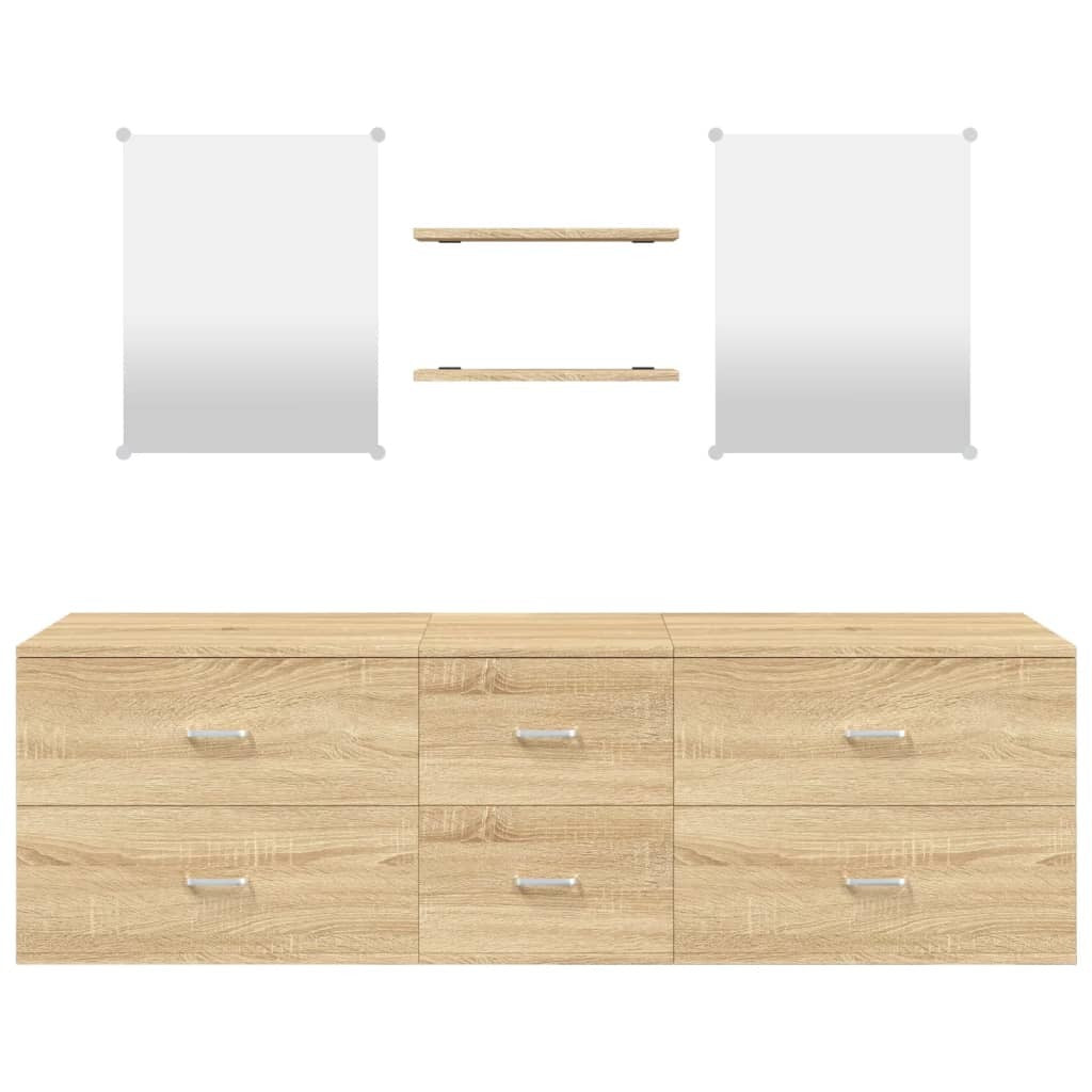 Meuble de salle de bain 5 pcs chêne bois d'ingénierie