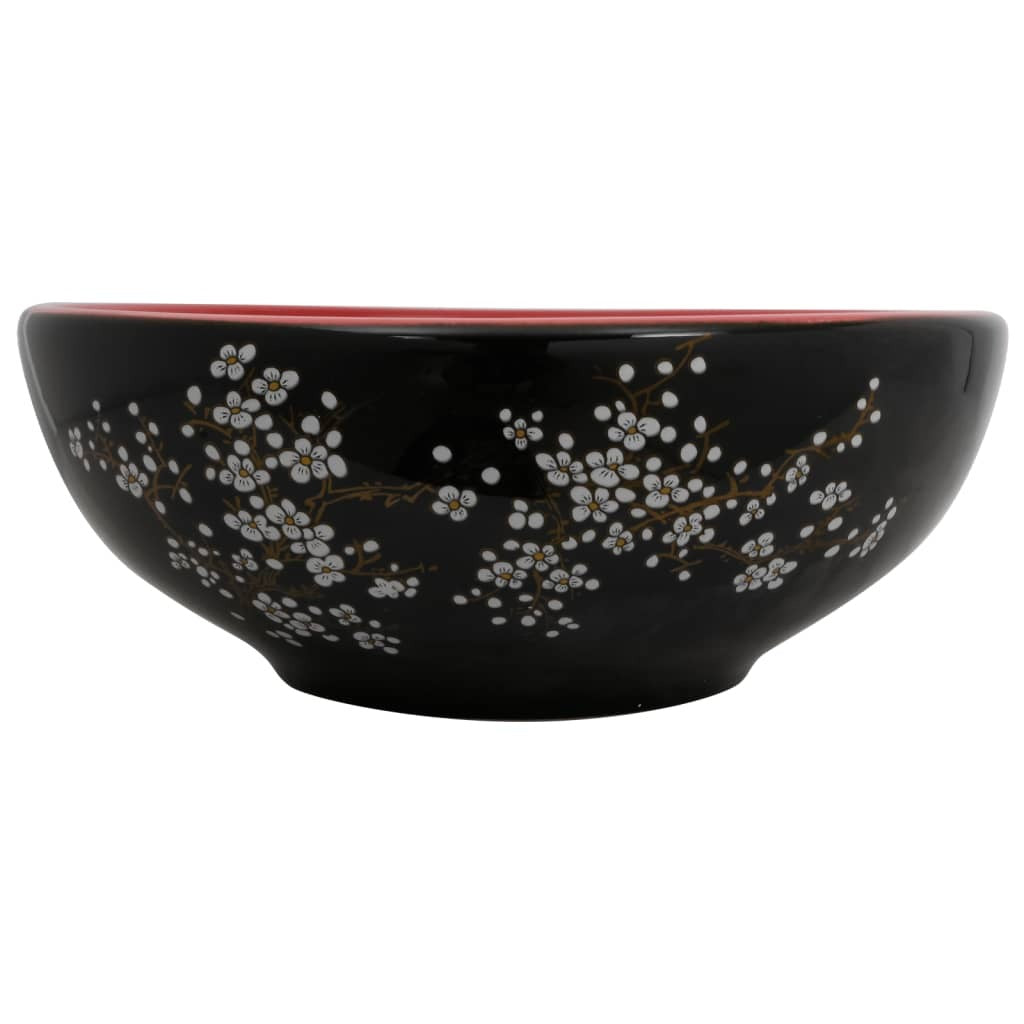 Vasque à poser noir et rouge rond en céramique