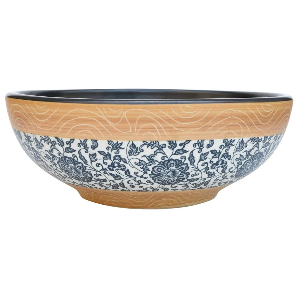 Vasque à poser multicolore rond en céramique