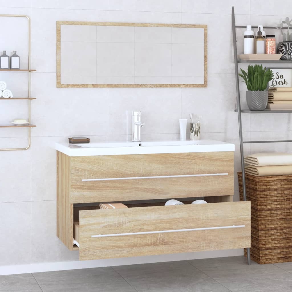 Meuble de salle de bain 3 pcs Chêne sonoma