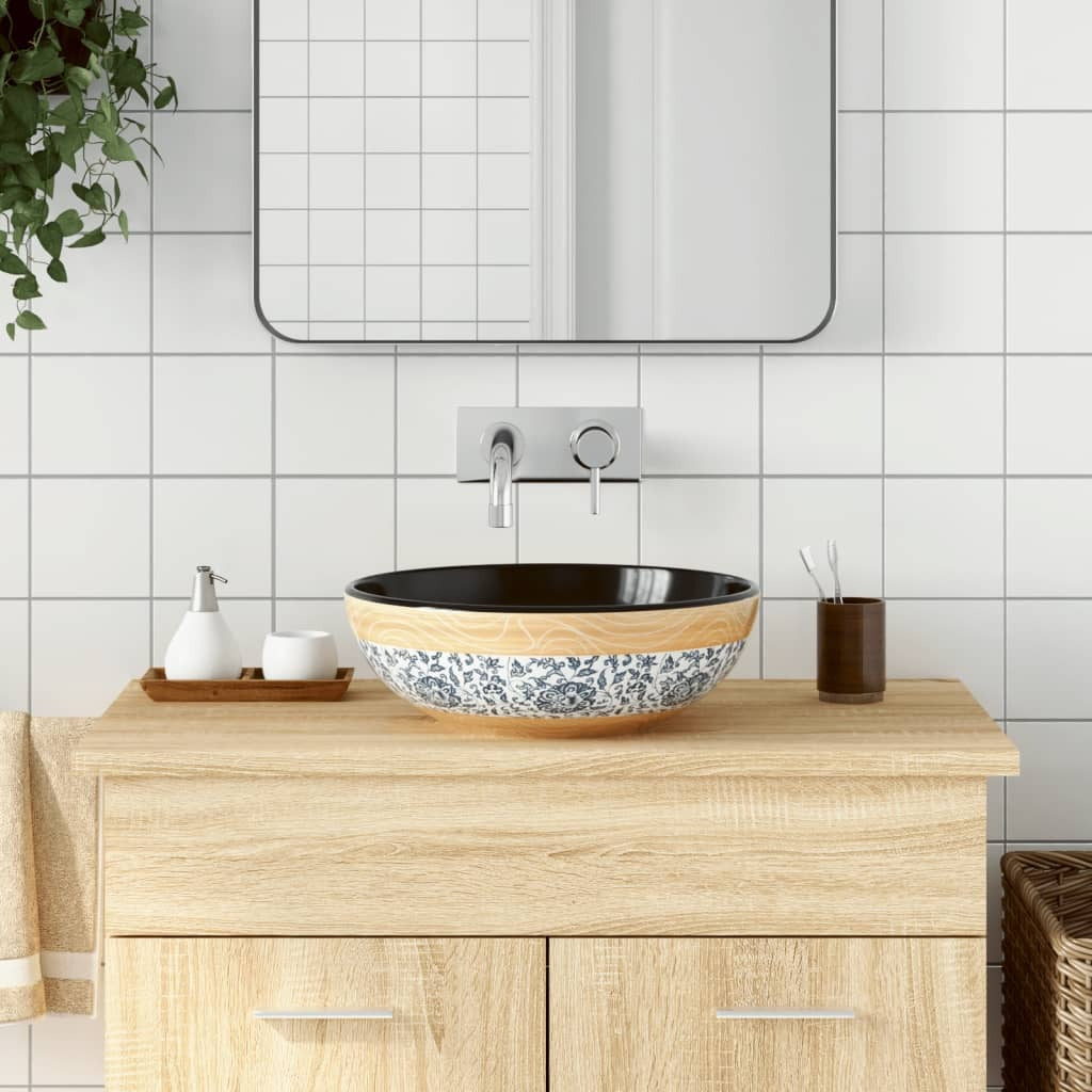 Vasque à poser multicolore rond en céramique