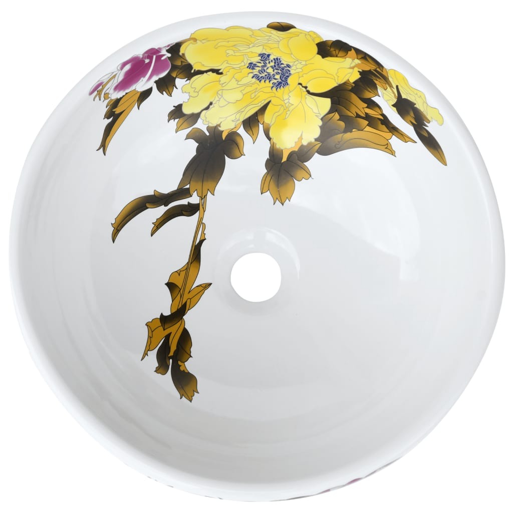Vasque à poser multicolore rond en céramique