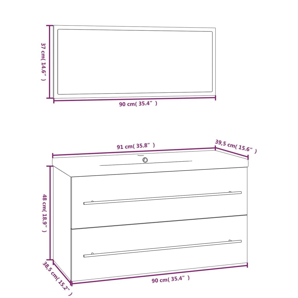 Meuble de salle de bain 3 pcs Chêne sonoma