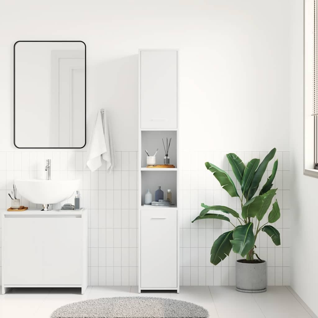 Armoire de salle de bain Blanc en Bois d'ingénierie