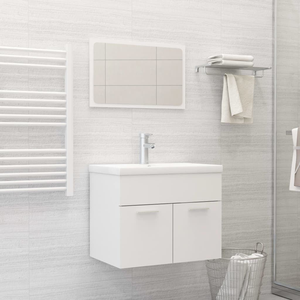 Meuble de salle de bain 3 pcs Blanc Aggloméré