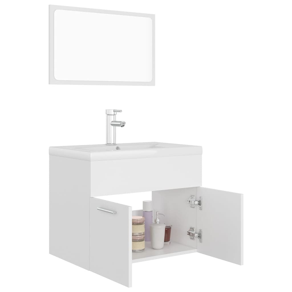 Meuble de salle de bain 3 pcs Blanc Aggloméré