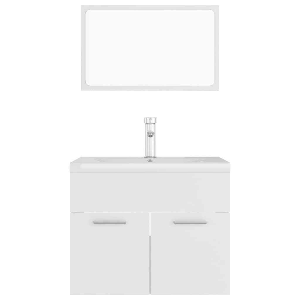 Meuble de salle de bain 3 pcs Blanc Aggloméré